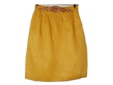 Hermes Yellow viscose skirt with removable front belt - size 40